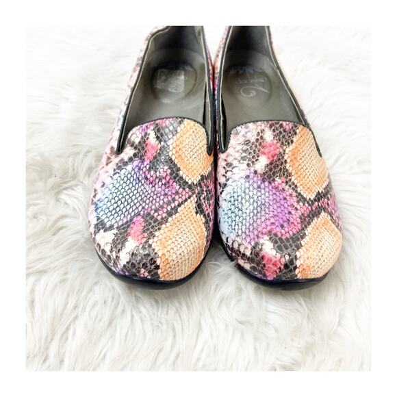 Dansko Olivia 38 8 Pink Women's Embossed Snakeskin Slip On Leather Ballet Flats - Picture 7 of 14